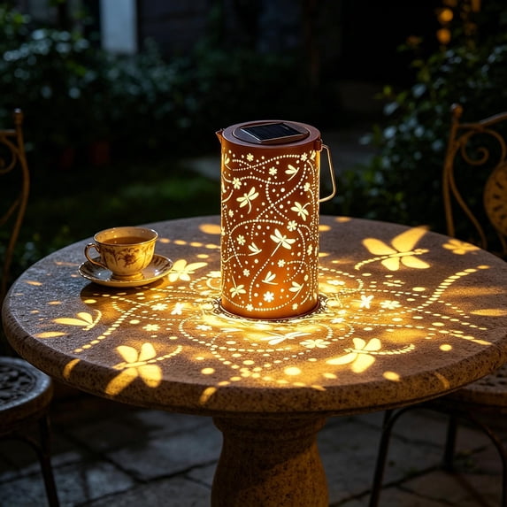 Colorful Sunflower Glow Solar Garden Lantern, Solar Outdoor Hanging Light Dragonflys Elementl Solar Light, Hanging Sunflower Lantern Lights with Colorful Projection, Outdoor Waterproof