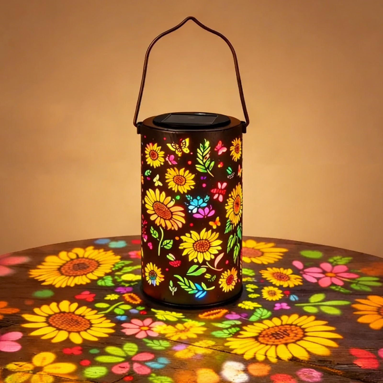 Colorful Sunflower Glow Solar Garden Lantern, Solar-Powered Garden Light, Solar Sunflower Lantern, Outdoor Lamps for Patio