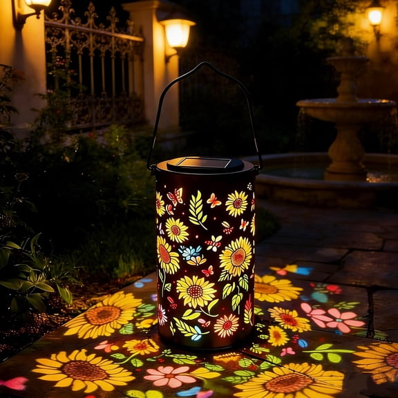 Colorful Sunflower Glow Solar Garden Lantern, Twinkle Halo Lantern, Sunflower Solar Lanterns Outdoor Waterproof, Garden Decoration Outside for Yard, Patio, Backyard, Porch, Lawn