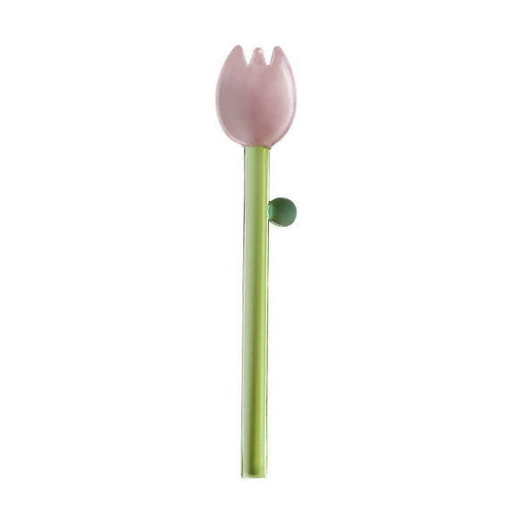 Colorful Sunflower Ice Cream Stirring Spoon, Borosilicate Glass Dessert Spoon with Long Handle for Kitchen & Party