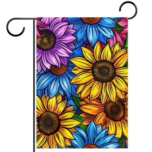 Colorful Sunflower Pattern Garden Flag Double Sided House Flag for Outdoor Home, Personalized All Year Round Yard Decor 12 x 18 Inch