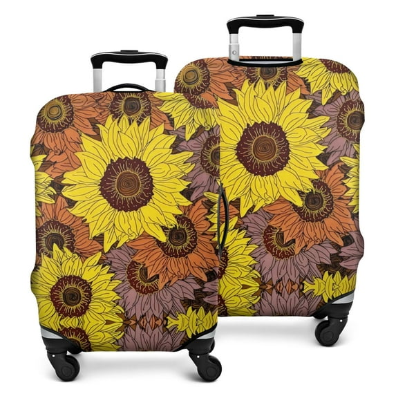 Colorful Sunflower Pattern Luggage Cover Fashion Suitcase Cover Baggage Covers Fit 25-28 Inch Luggage (Go Travel)