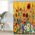 thumbnail image 1 of Colorful Sunflower Waterproof Fabric Shower Curtain, Farmhouse Botanical Floral Shower Curtain for Bathroom Curtains Bathtubs Hotel Washable Shower Curtains with 12 Hooks Extra Long 72x84, 1 of 6