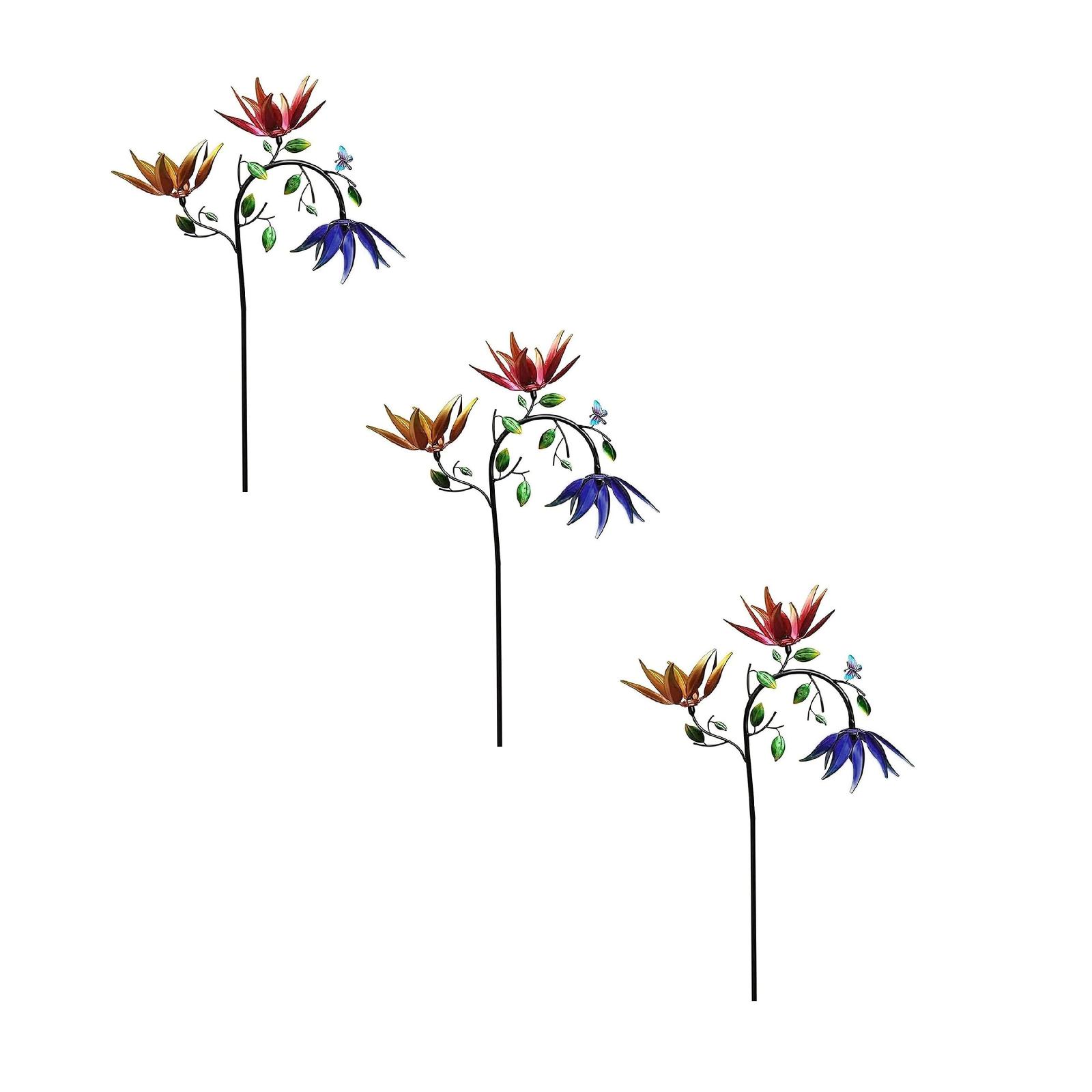 Colorful Sunflower Windmill Outdoor Garden Artwork Lighted Signs