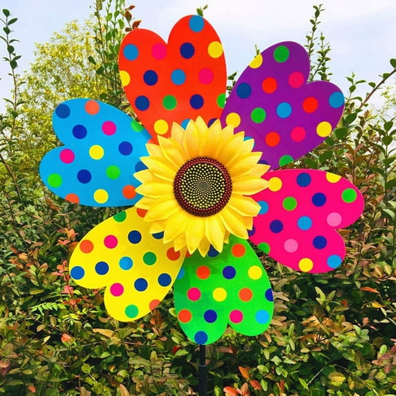Colorful Sunflower Windmill Sunflower Windmill - Garden Lawn Decoration outside The Yard ind Spinners for Yard and Garden Lawn Patio Decor