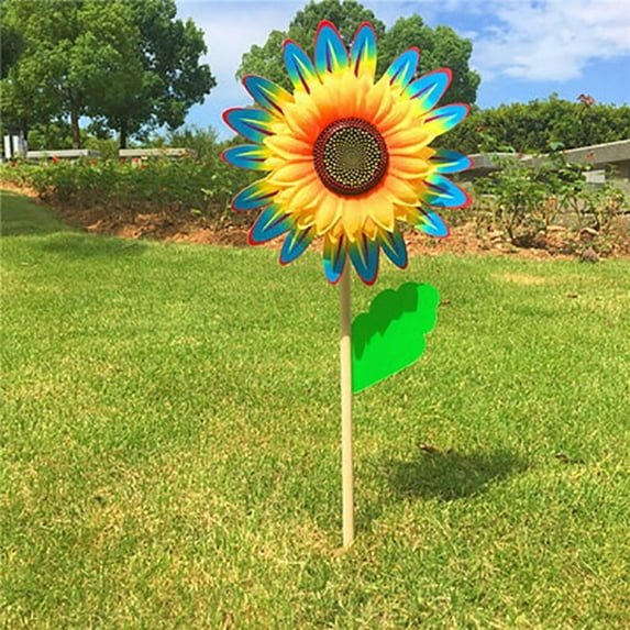 Colorful Sunflower Windmill Wind Turbine For Lawn Garden Party Decoration Outdoor Camping Picnic Garden Yard Decor