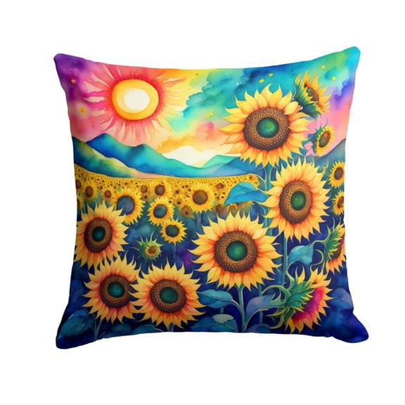 Colorful Sunflowers Fabric Decorative Pillow 18 in x 18 in