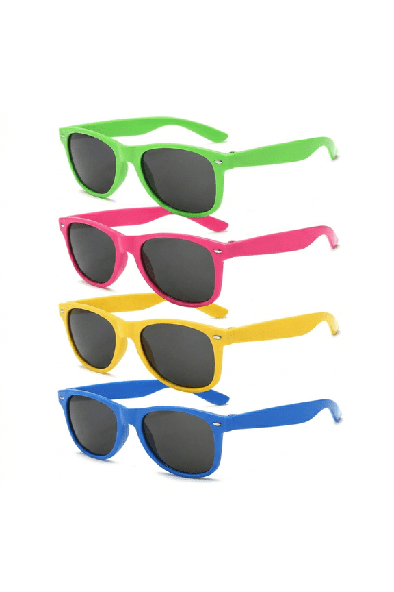 Colorful Sunglasses 4 Pack for Adults, Party Sunglasses Bulk Set for Festivals and Group Events