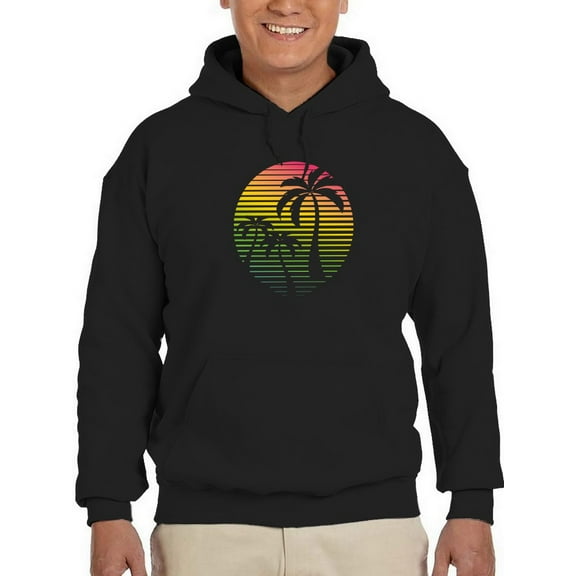 Colorful Sunset With Palm Trees Hoodie Men -GoatDeals Designs, Male x-Large