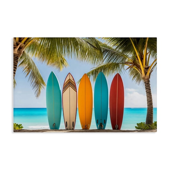 Stupell Industries Colorful Surfboards Shoreline Canvas Wall Art, design by LSR Design Studio, 30 x 45