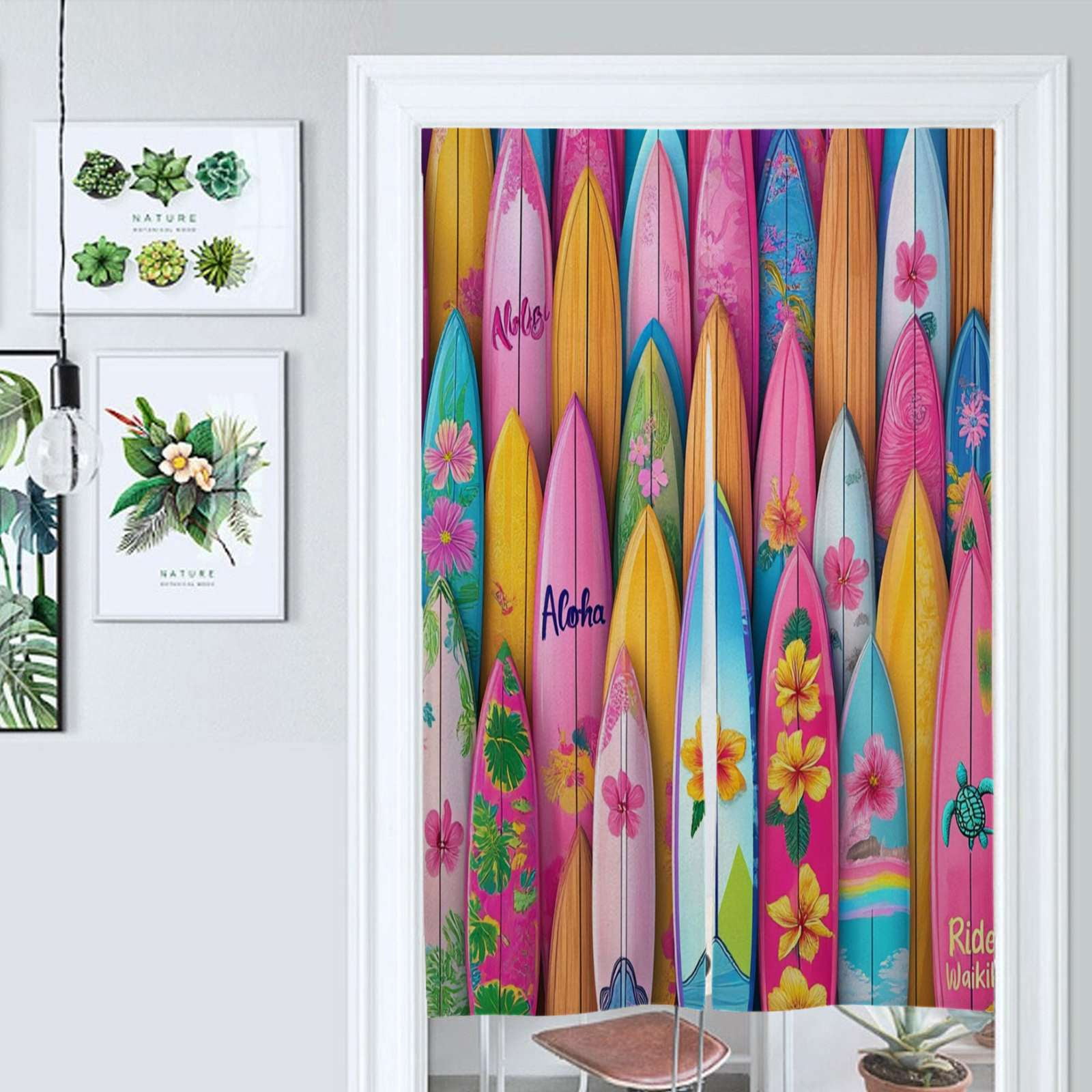 Colorful Surfboards Waikiki Ride Aloha Door Curtain Nordic Living Room ...