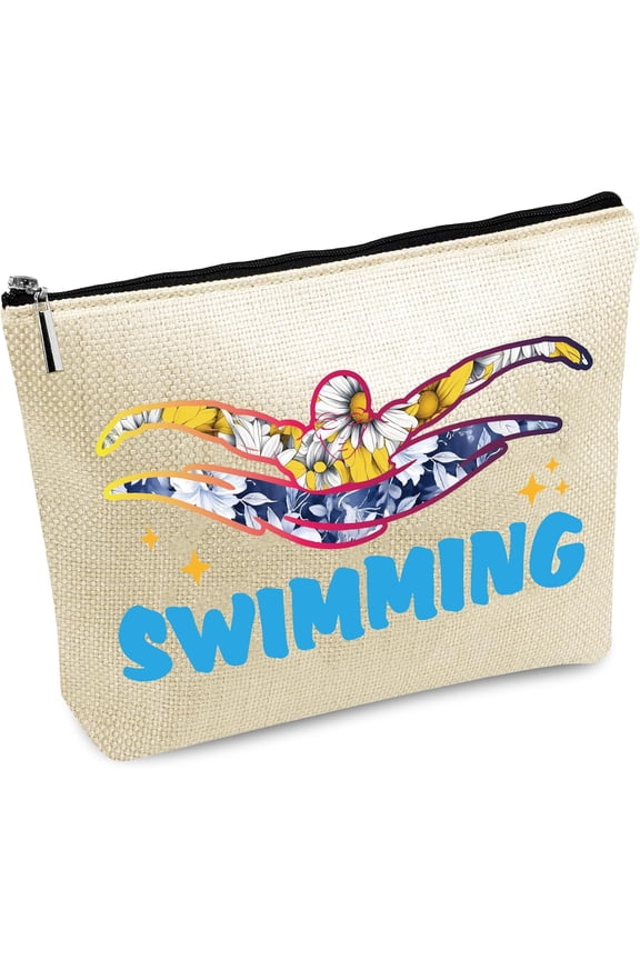 Colorful Swim Make Up Bags Travel Toiletry Bag Cosmetic Bag Storage Organizer Pouch Purse Large Capacity Portable Washable with Zipper for Vacation Beach Swimming Pool Gift Women Wife 10x7 Inch