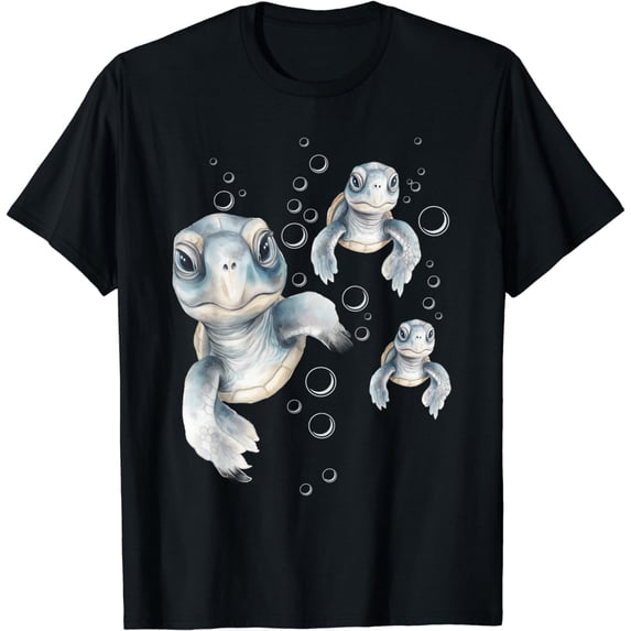 Colorful Swimming Turtles - Summer Vacation Sea Animal Lover T-Shirt
