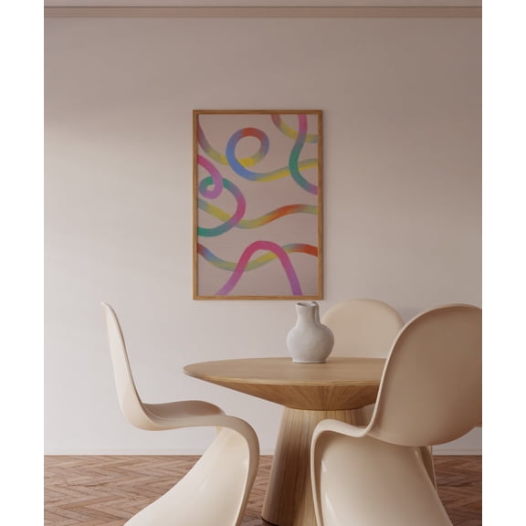 Colorful Swirl Geometric Abstract Squiggles Art, Unframed Paper Poster 8x10in