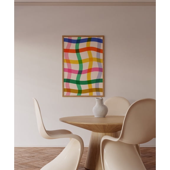 Colorful Swirl Grid Abstract Geometric Illustration, Unframed Paper Poster 8x10in