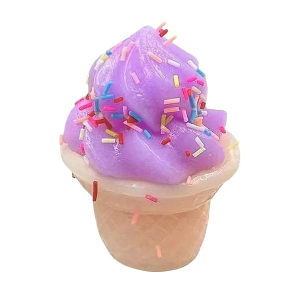 Colorful Swirl Ice Cream Cone Squeeze Toys, Multi-Color Slow Rebound Sensory Stress Relievers for Hand Exercise and Creative Fun Purple