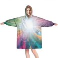 thumbnail image 1 of Colorful Swirl Tie Dye Pattern Wearable Oversized Blanket,Wearable Blanket Hoodie for Adults,Cozy Hooded Blankets with Super Pockets,Super Warm Fuzzy Pullover for Women & Men, 1 of 6