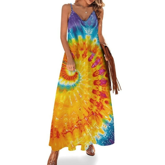 Colorful Swirls Tie-dye Design Sleeveless Dress Woman Fashion Long Dresses Women's Summer Suit Dress 2025