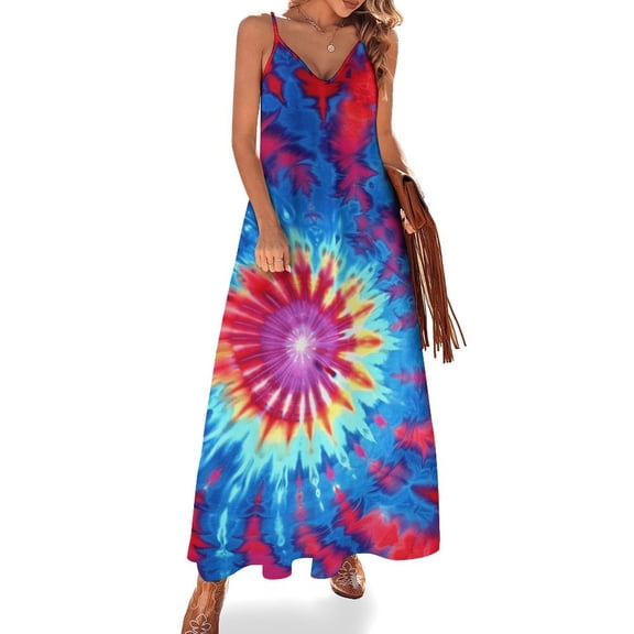 Colorful Swirls Tie-dye Design Sleeveless Dress Woman Fashion Long Dresses Women's Summer Suit Dress 2025