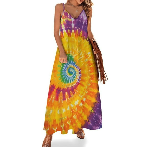 Colorful Swirls Tie-dye Fine Art Sleeveless Dress Summer Dress Woman 2025