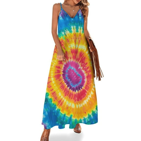 Colorful Swirls Tie-dye Fine Art Sleeveless Dress Summer Dress Woman 2025