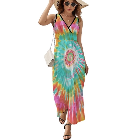 Colorful Swirls Tie-dye Pattern Design Sleeveless Dress Summer Clothes for Women Women's Clothing 2025