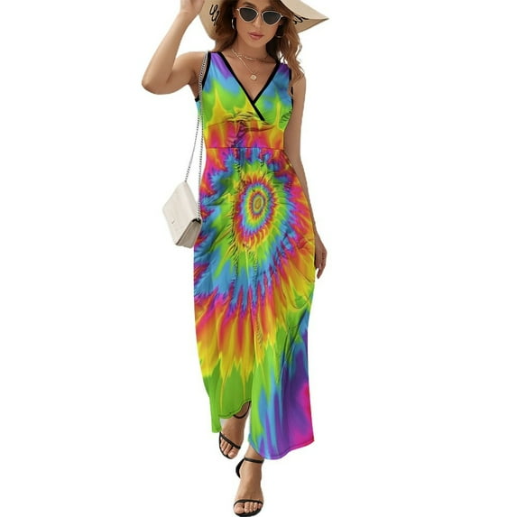 Colorful Swirls Tie-dye Pattern Design Sleeveless Dress Summer Clothes for Women Women's Clothing 2025