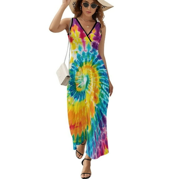 Colorful Swirls Tie-dye Pattern Design Sleeveless Dress Summer Clothes for Women Women's Clothing 2025