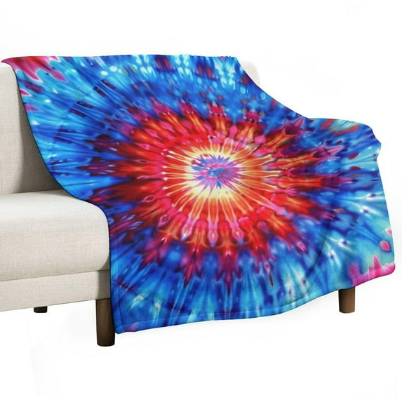 Colorful Swirls Tie-dye Print Blanket Warm Throw Blanket Soft Flannel Lightweight Throw Blankets Couch Bed Travel Bedding Room Decor for Kids Teens Adults