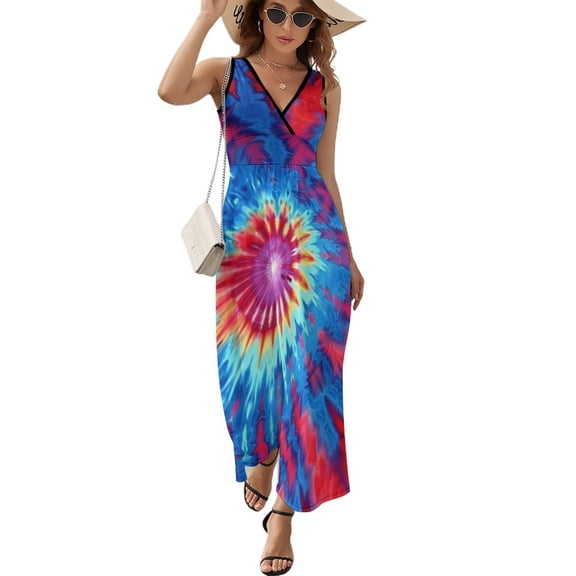 Colorful Swirls Tie-dye Sleeveless Dress Female Clothing Dress Women Summer 2025 Dress