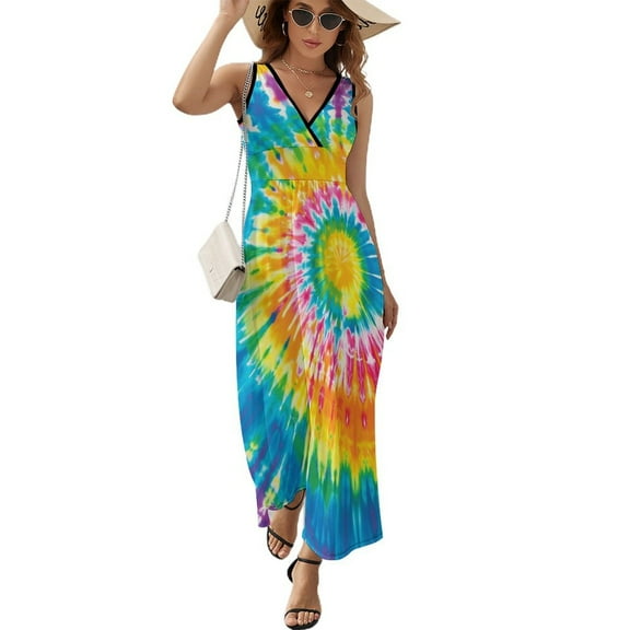 Colorful Swirls Tie-dye Sleeveless Dress Female Clothing Dress Women Summer 2025 Dress