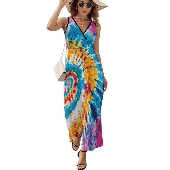 Colorful Swirls Tie-dye Sleeveless Dress Woman Fashion Long Dresses Women's Summer Suit Dress 2025