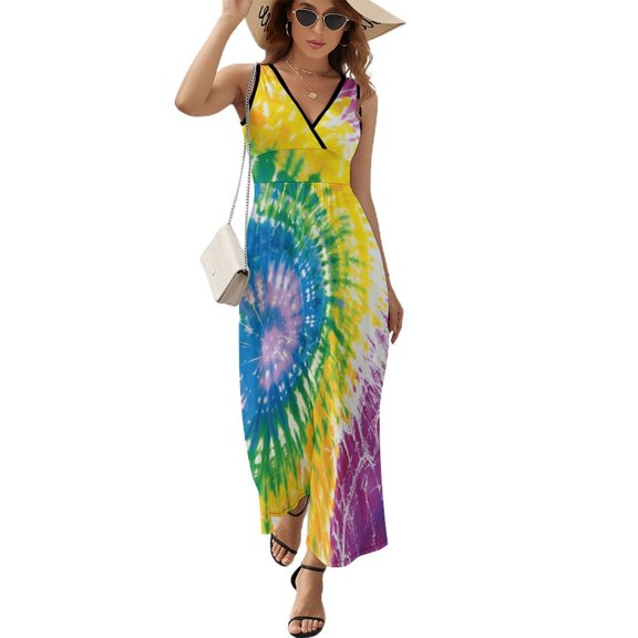 Colorful Swirls Tie-dye Sleeveless Dress Woman Fashion Long Dresses Women's Summer Suit Dress 2025