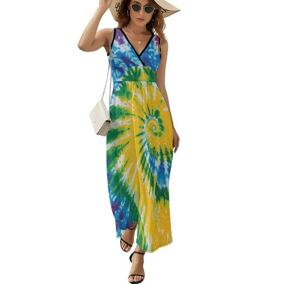 Colorful Swirls Tie-dye Sleeveless Dress Woman Fashion Long Dresses Women's Summer Suit Dress 2025