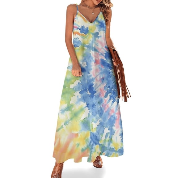 Colorful Swirls Tie-dye Sleeveless Dress Woman Fashion Long Dresses Women's Summer Suit Dress Summer 2025 Women