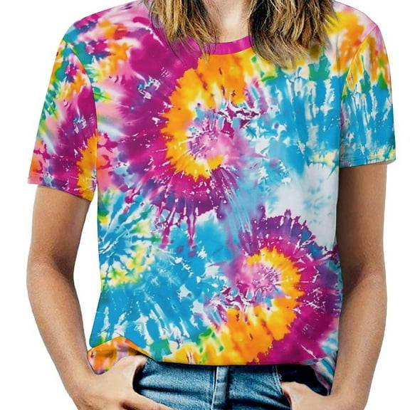 Colorful Swirls Tie-dye T Shirts Basic T-Shirt Short Sleeve Ladies Tee Shirt Summer Graphic Clothing