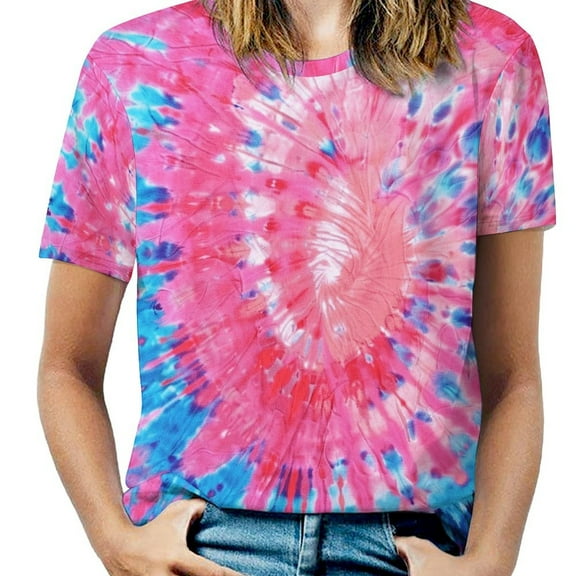Colorful Swirls Tie-dye T Shirts Basic T-Shirt Short Sleeve Ladies Tee Shirt Summer Graphic Clothing
