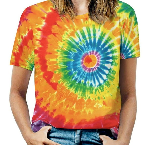 Colorful Swirls Tie-dye T Shirts Basic T-Shirt Short Sleeve Ladies Tee Shirt Summer Graphic Clothing