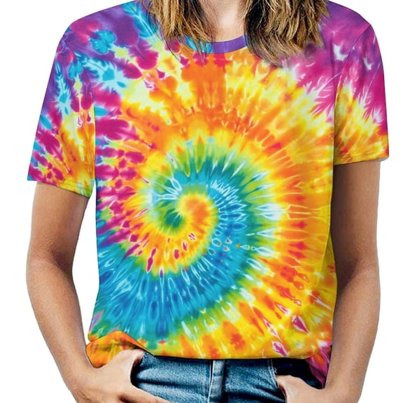 Colorful Swirls Tie-dye T Shirts Basic T-Shirt Short Sleeve Ladies Tee Shirt Summer Graphic Clothing