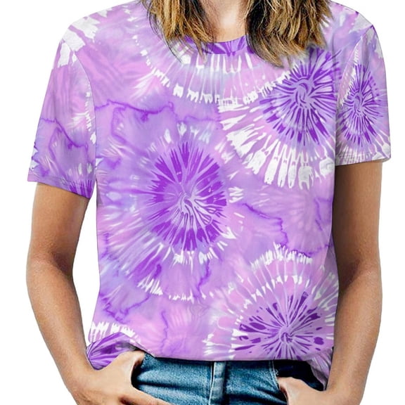 Colorful Swirls Tie-dye Women's Short Sleeve Tops Casual Blouses T Shirt