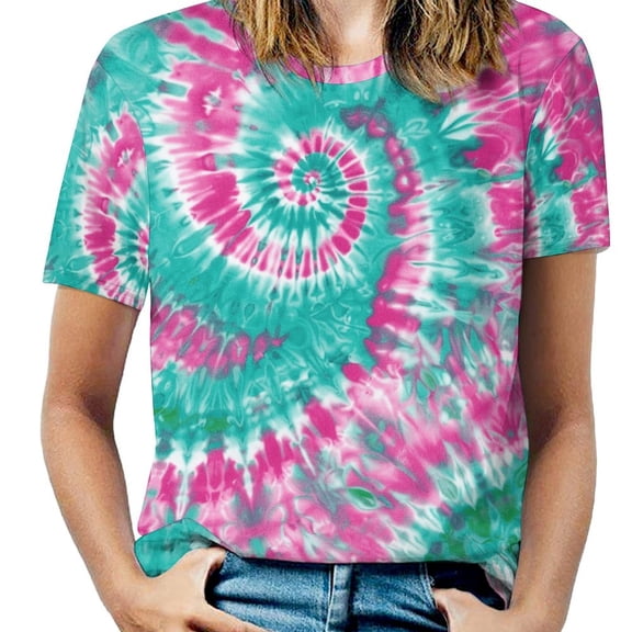 Colorful Swirls Tie-dye Women's T-Shirt Short Sleeve T Shirts Tops Tee Ladies Loose T