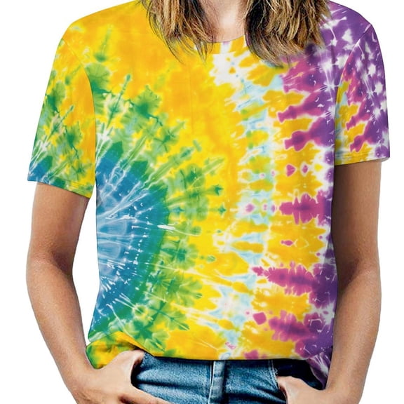 Colorful Swirls Tie-dye Women's T-Shirt Short Sleeve T Shirts Tops Tee Ladies Loose T