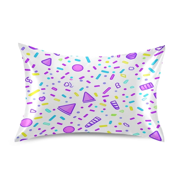 Colorful Symbol Pattern Pillowcase Queen Size Luxury Silky Soft Wrinkle Resistant Envelope Closure 30x20in