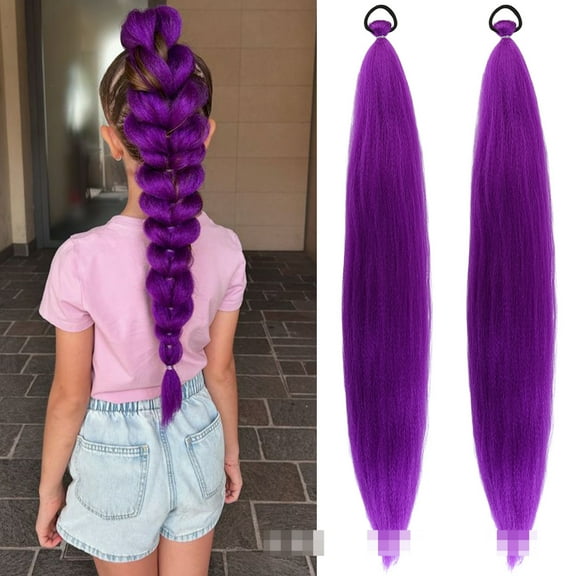 Colorful Synthetic Braiding Hair Pre Stretched 26 Inch Extensions for Stage Party Halloween Costume Cosplay (Pack of 2)