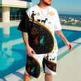 thumbnail image 1 of Colorful T-Shirt and Shorts Set for Men - Black and White Animal & Geometric Pattern Design Perfect for Poolside Style, 1 of 5