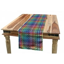 Colorful Table Runner, Illustration of Crossed Stripes Knitted Pattern Abstract Composition of Squares, Dining Room Kitchen Rectangular Runner, 3 Sizes, by Ambesonne