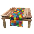 thumbnail image 1 of Colorful Table Runner, Nursery Theme Inspired Rainbow Colored Jigsaw Puzzle Parts Covered Illustration, Dining Room Kitchen Rectangular Runner, 3 Sizes, by Ambesonne, 1 of 2