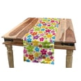 thumbnail image 1 of Colorful Table Runner, Sixties Inspired Colorful Flowers Hippie Motifs Flourishing Nature Illustration, Dining Room Kitchen Rectangular Runner, 3 Sizes, by Ambesonne, 1 of 2