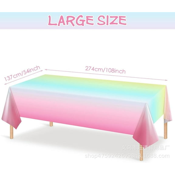 OUNONA Colorful Disposable Plastic Tablecloth for Decor with Versatile Use and Rainbow Design 54 x 108 inches