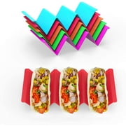 Colorful Taco Holders set of 6, Taco Holder Stand with Handle Can Hold 2 or 3 Tacos Each, BPA Free Healthy PP Material Dishwasher Safe